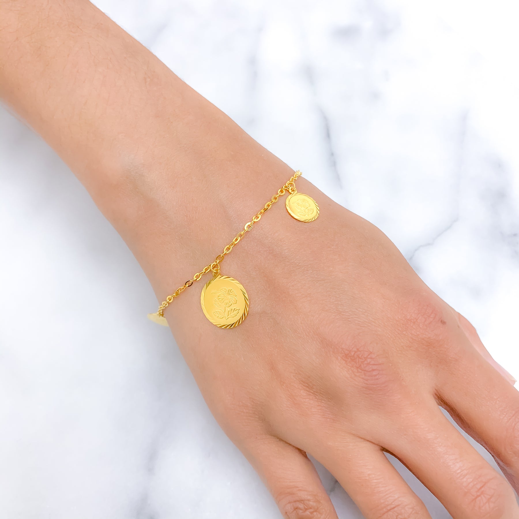 Layered Coin Charm Gold Plated Bracelet – www.pipabella.com